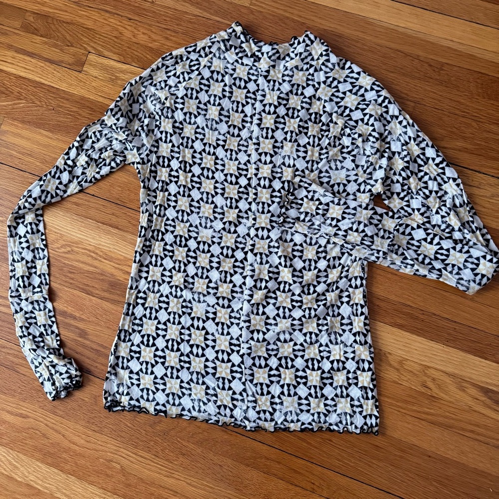 Free People Geometric Patterned Long Sleeve Top M